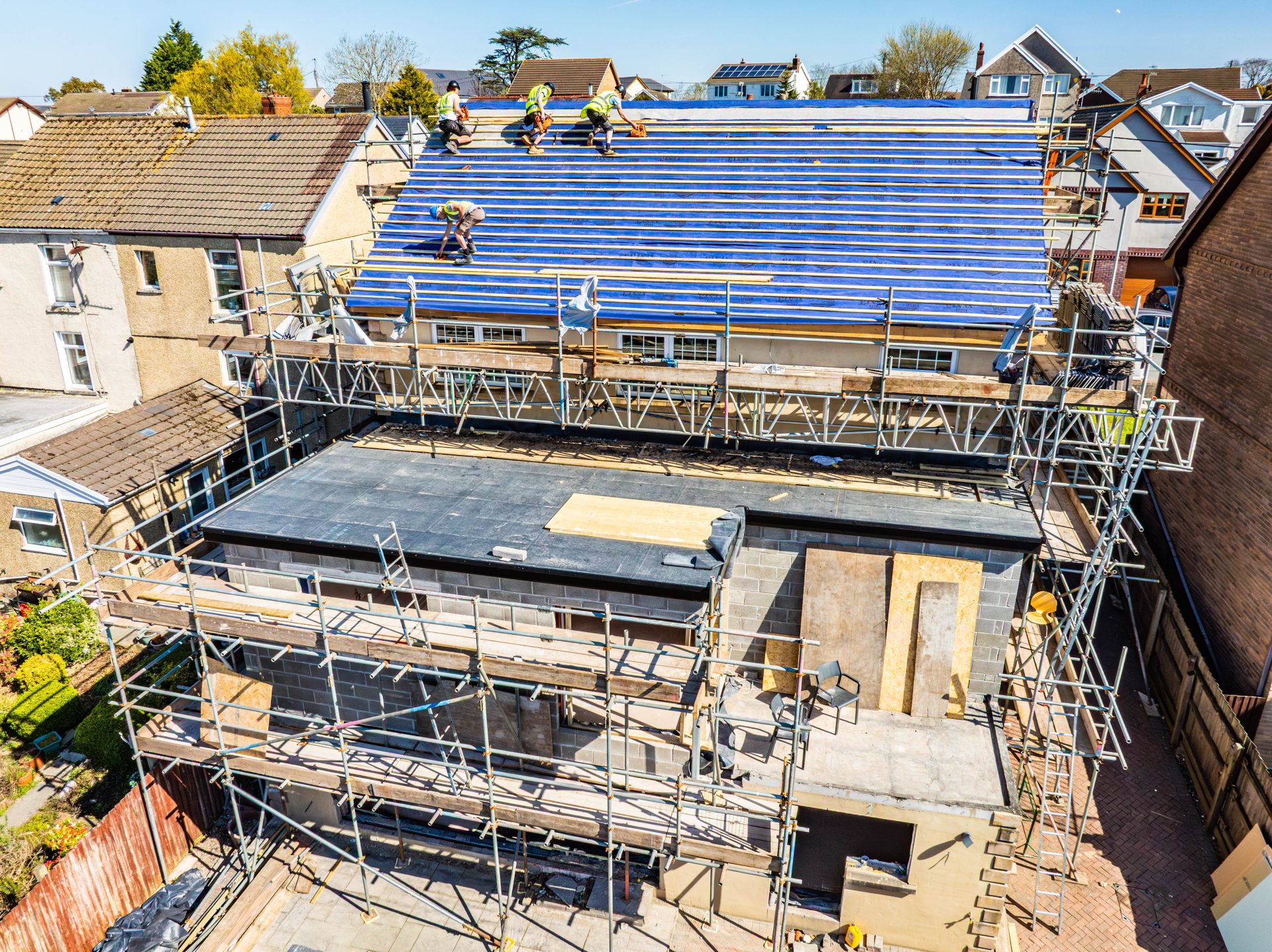 Aerial View of property renovation & extension by BANCS in Swansea high-end home renovation project Swansea
